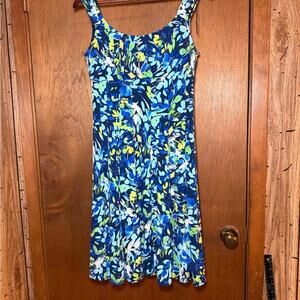 London Times Vibrant Blue Floral Midi Dress